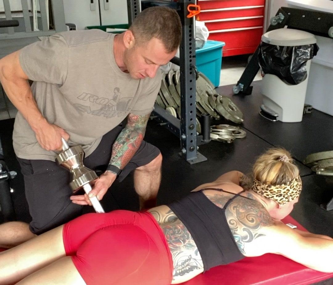 Iron Pillow used for targeted loaded pressure on the hip and glute